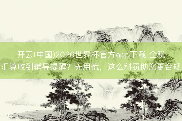 开云(中国)2026世界杯官方app下载 企税汇算收到辅导提醒？无用慌，<a href=