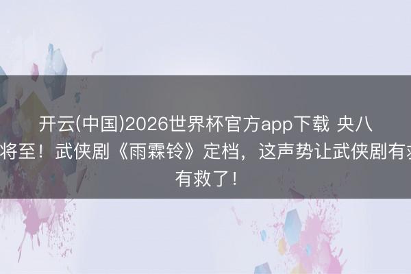 开云(中国)2026世界杯官方app下载 央八首播将至！武侠剧《雨霖铃》定档，这声势让武侠剧有救了！